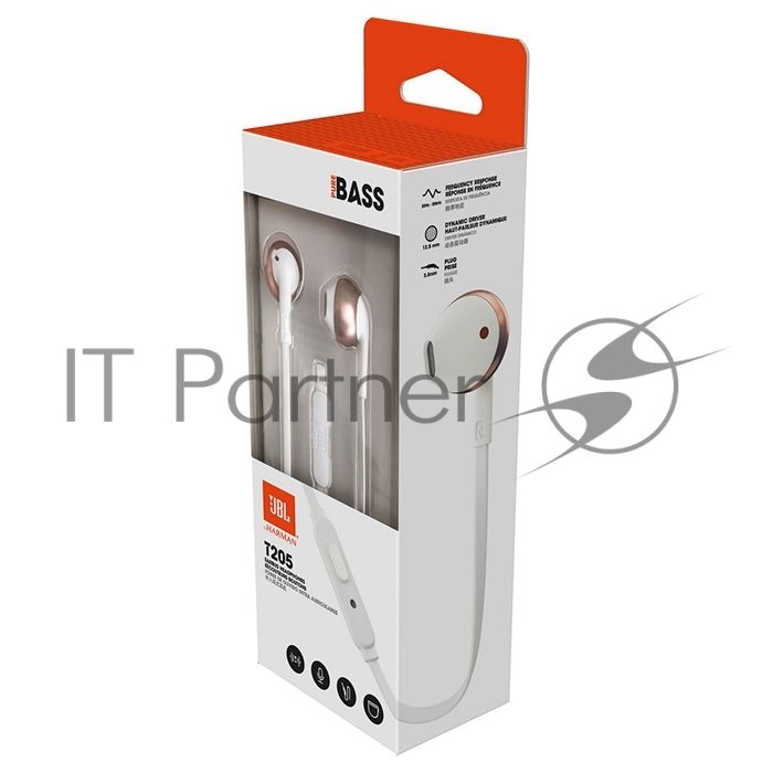Наушники JBL Гарнитура T205 , 16 Om , 98 dB , розовое золото