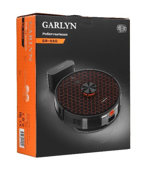Робот-пылесос Garlyn SR-550 черный/оранжевый, 3200 мА*ч Li-Ion, уборка сухая/влажная, пылесборник контейнер 0.32 л