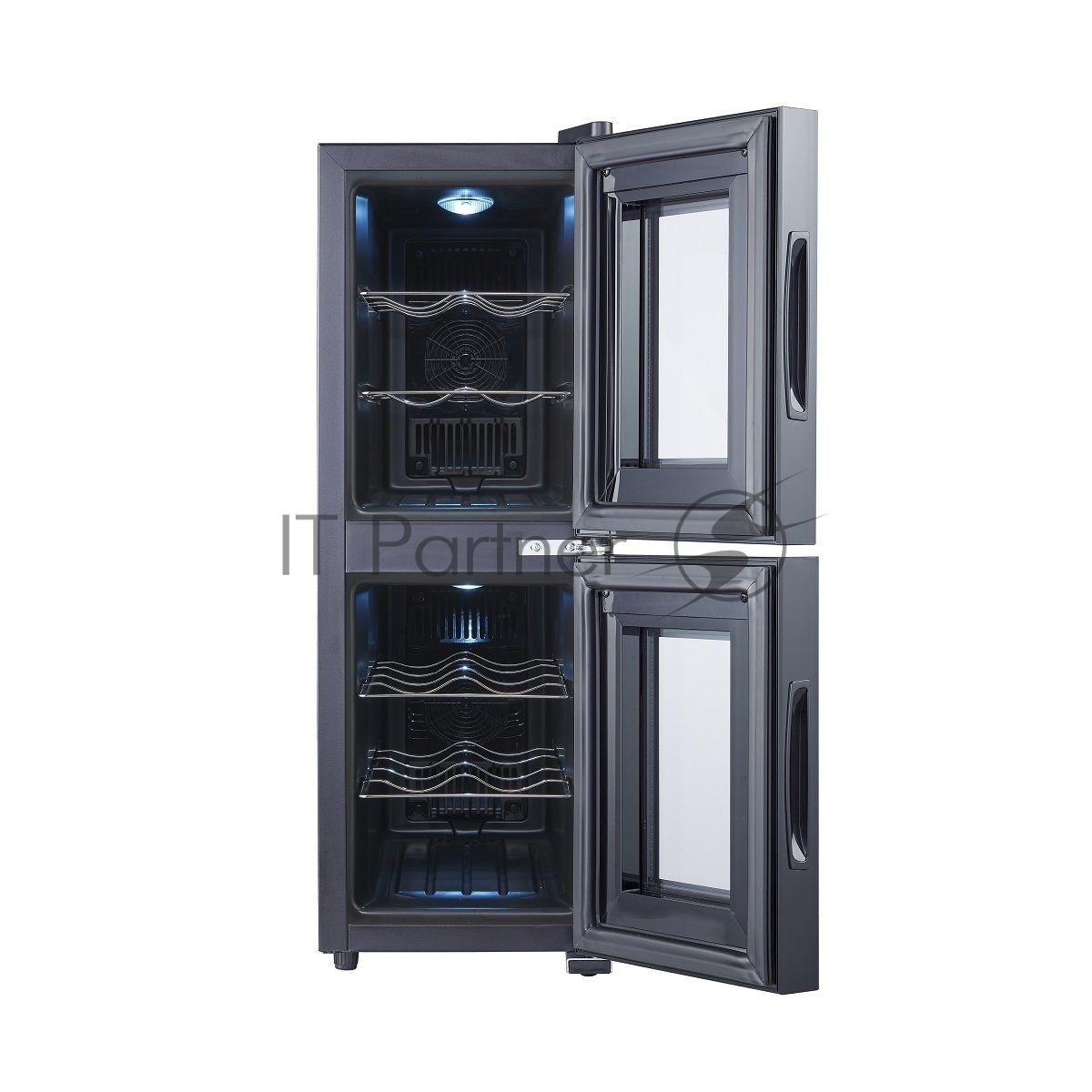Винный шкаф CellarPrivate CP012-2Е черный, 32 л, 2 отсека, 12 бут.