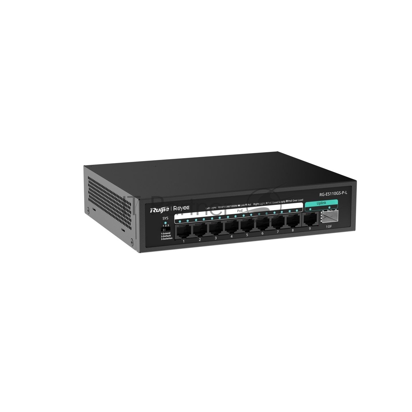 Коммутатор Ruijie Reyee RG-ES110GS-P-L, 8×1 Гбит/с PoE + 1×1 Гбит/с + 1×1 Гбит/с SFP, неуправляемый