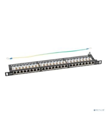 Патч-панель NTSS PREMIUM 0.5U 24 порта RJ45 FTP cat.5e, Krone IDC с задним кабельным органайзером NTSS-PP2-PM-0.5U-24-FTP-RJ45-5e-K