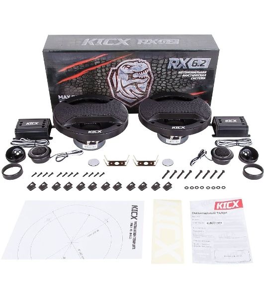 Колонки автомобильные Kicx RX 6.2 4Ом 16см (6.5дюйм) (ком.:2кол.) компонентные двухполосные