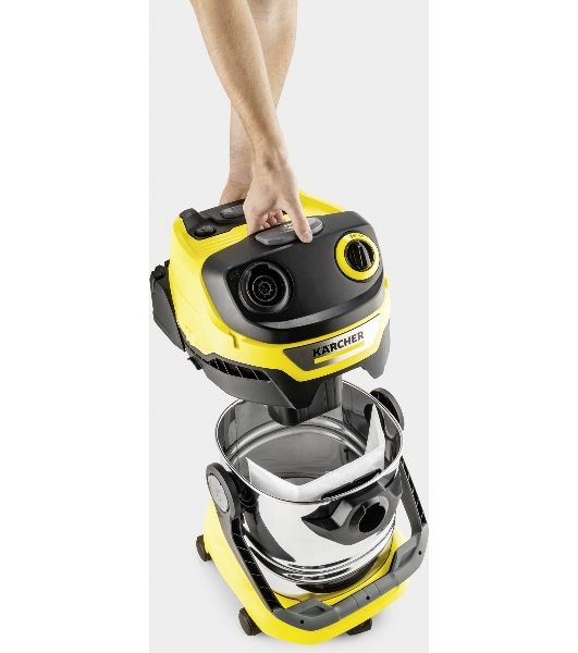 Строительный пылесос Karcher WD 5 S V-25/5/22 желтый, 1100 Вт, уборка сухая/сбор воды, пылесборник мешок/контейнер, 25 л