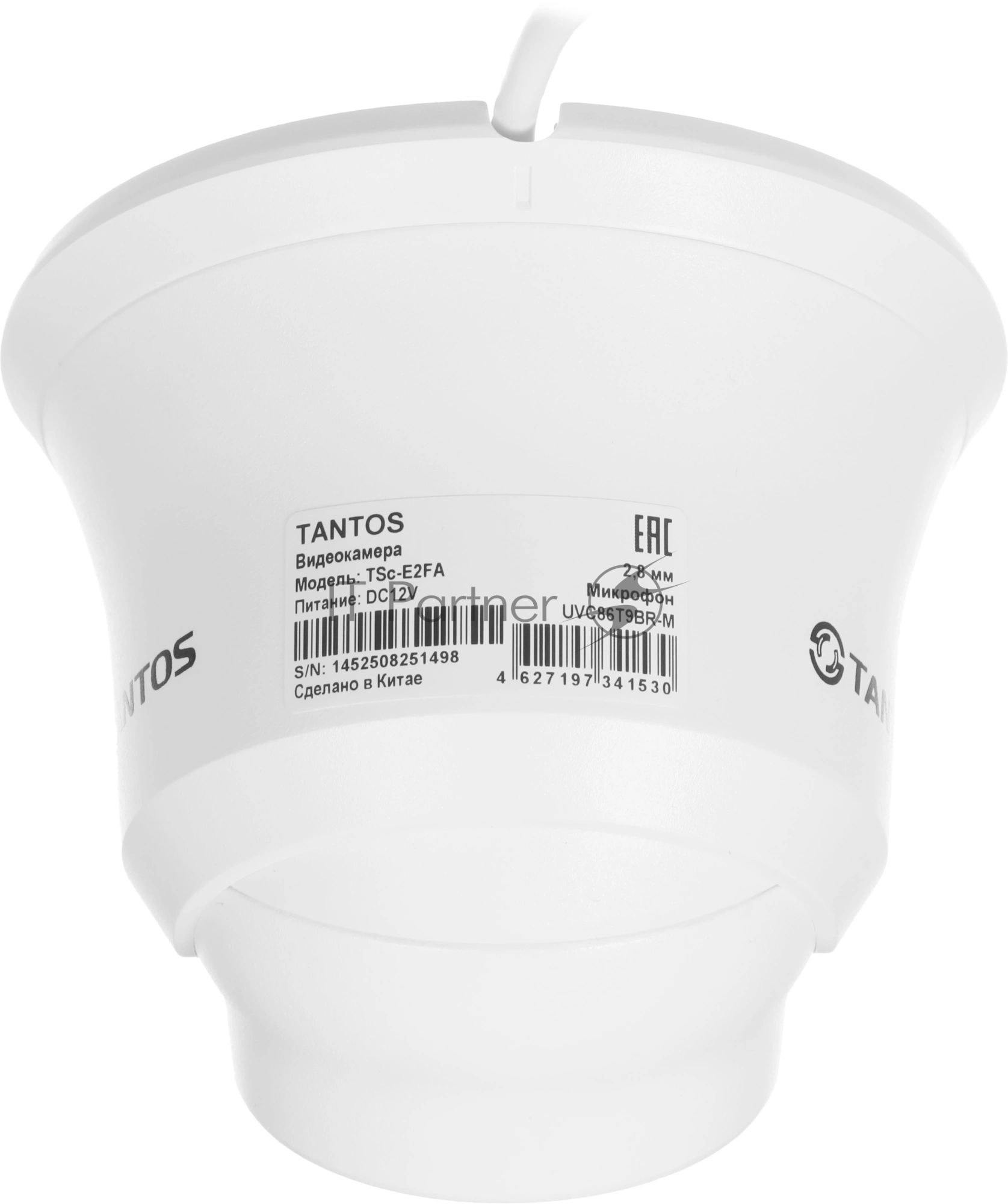 Камера видеонаблюдения аналоговая Tantos TSc-E2FA 3.6-3.6мм HD-CVI HD-TVI цв. корп.:белый/черный
