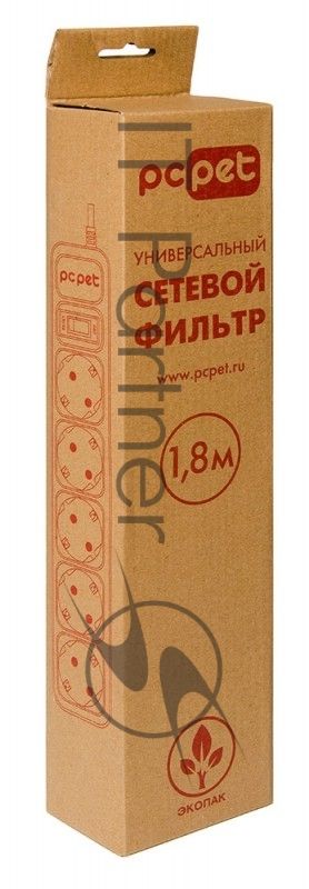 Сетевой фильтр PC Pet AP01006-1.8-BK 1.8 м, 5 розеток, черный