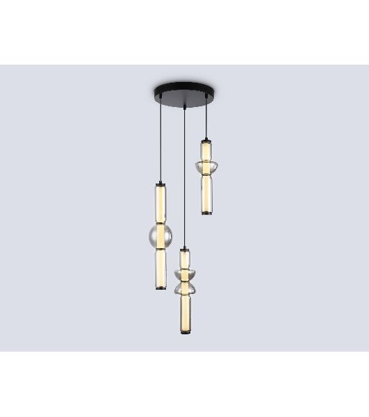 Подвесной светодиодный светильник Ambrella light LH11026/3 BK/SM черный/дымчатый 40W 3000K D380*1720