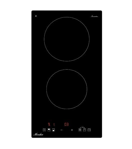 Индукционная варочная панель Monsher MHI 3003, High-Tech, индукция, 30 см, 2 зоны нагрева, inverter, сенсорное управление, 9 уровней мощности, автоматическое отключение, пауза, Booster, таймер, черный