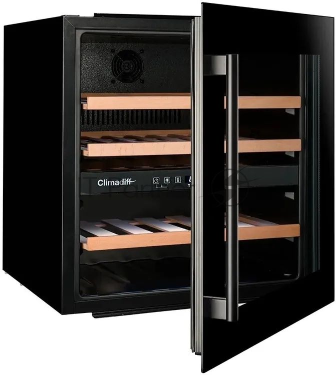 Встраиваемый винный шкаф Climadiff CBI40DB1 чёрный, 70 л, 2 отсека, 36 бут., класс G