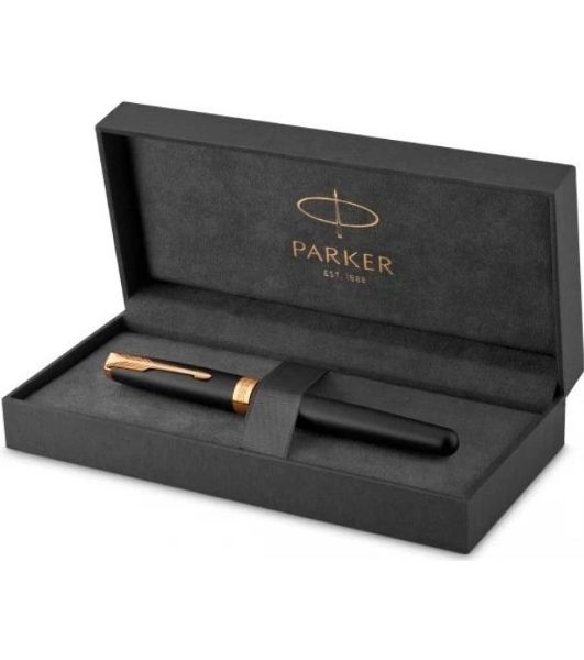 Ручка перьевая Parker Sonnet Core F528 (CW1931516) Matte Black GT F сталь нержавеющая, подарочная коробка