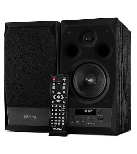 Акустическая система 2.0 SVEN MC-10, чёрный, мощность 2x25Вт (RMS), FM-тюнер, USB/microSD, дисплей, пульт ДУ, Bluetooth SVEN MC-10, чёрный, акустическая система 2.0, мощность 2x25Вт (RMS), FM-тюнер, USB/microSD, дисплей, пульт ДУ, Bluetooth