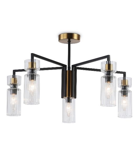 Люстра Ambrella light LH56113/5 BK/BS/CL черный/латунь/прозрачный E14*5 max 40W D605*350