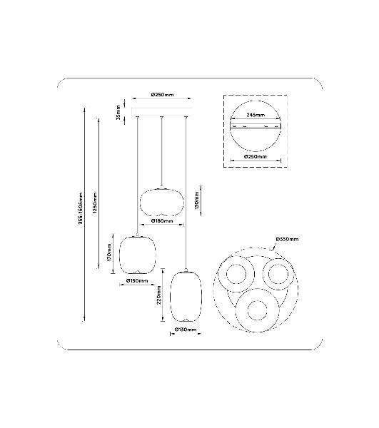 Подвесной светодиодный светильник Ambrella light LH11099/3 BK/SM черный/дымчатый 12W 3000K D350*1505