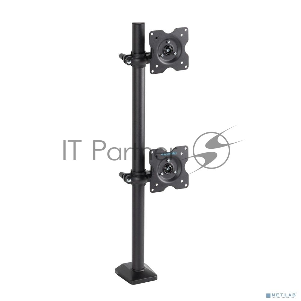 Настольное наклонно-поворотное крепление Kromax OFFICE-5, для 2-х LCD мониторов 13"-32", 5 ст. свободы, 3D вращение, VESA 75/100, max 2х6 кг GREY
