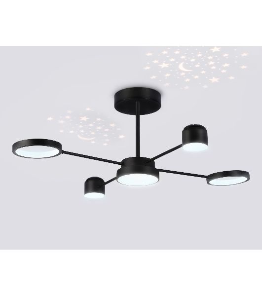 Потолочный светодиодный светильник Ambrella light FL51632/4+1 BK/GD черный/золото 3000K-6400K 48W 910*745*300 (ПДУ ИК)