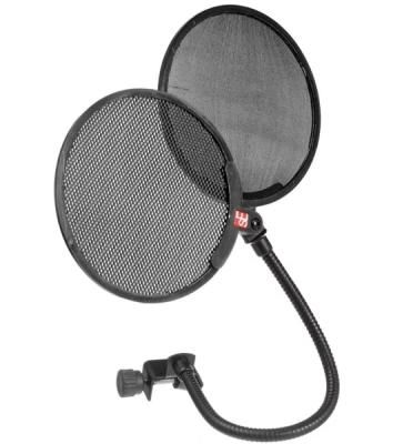 Поп фильтр sE Electronics Dual Pop Filter состоит из двух частей, первая часть изготовлена из прочной глянцевой ткани со стандартной тканевой мембраной и вторая металлическая на шарнирном механизме
