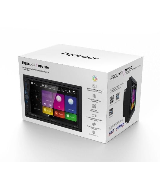 Автомагнитола Prology MPV-370, 2 DIN, 7", Bluetooth, USB Type-A, AUX, пульт ДУ