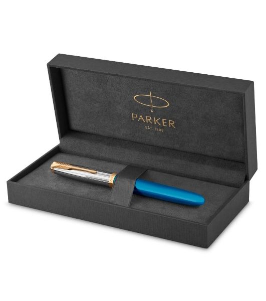 Ручка перьевая Parker 51 Premium (CW2169078) Turquoise GT, F, сталь нержавеющая, подарочная коробка