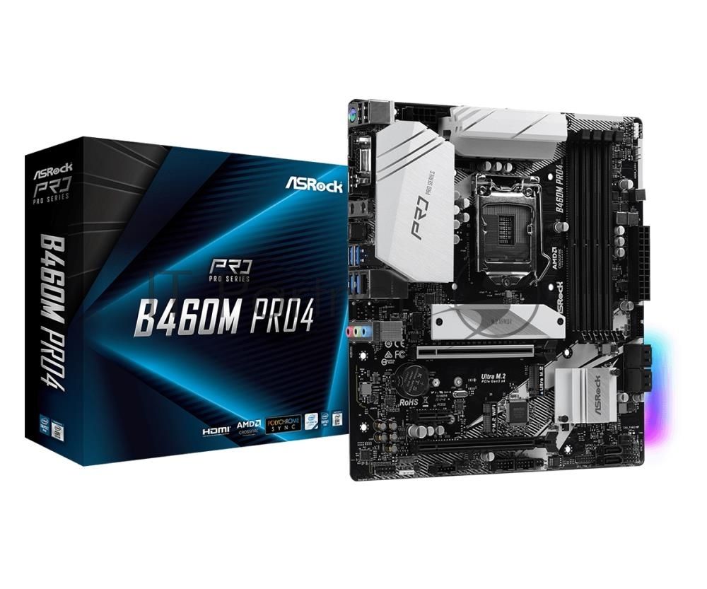 Плата материнская Asrock Asrock B460M PRO4, LGA1200, Intel B460, mATX, BOX