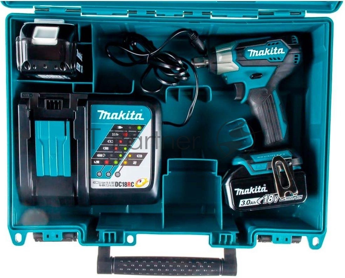Гайковерт акк Makita DTW181RFE  (уд) б\щет,18В, 2х3АчLi-Ion,0-3600у\м,180Нм, квадрат 1\2",1.2кг, по