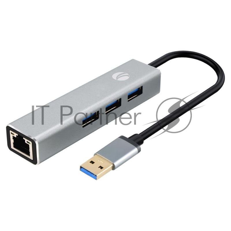 Переходник VCOM USB 3.0 -->RJ-45 1000Mbps+3 USB3.0, Aluminum Shell, 0.2м DH312A