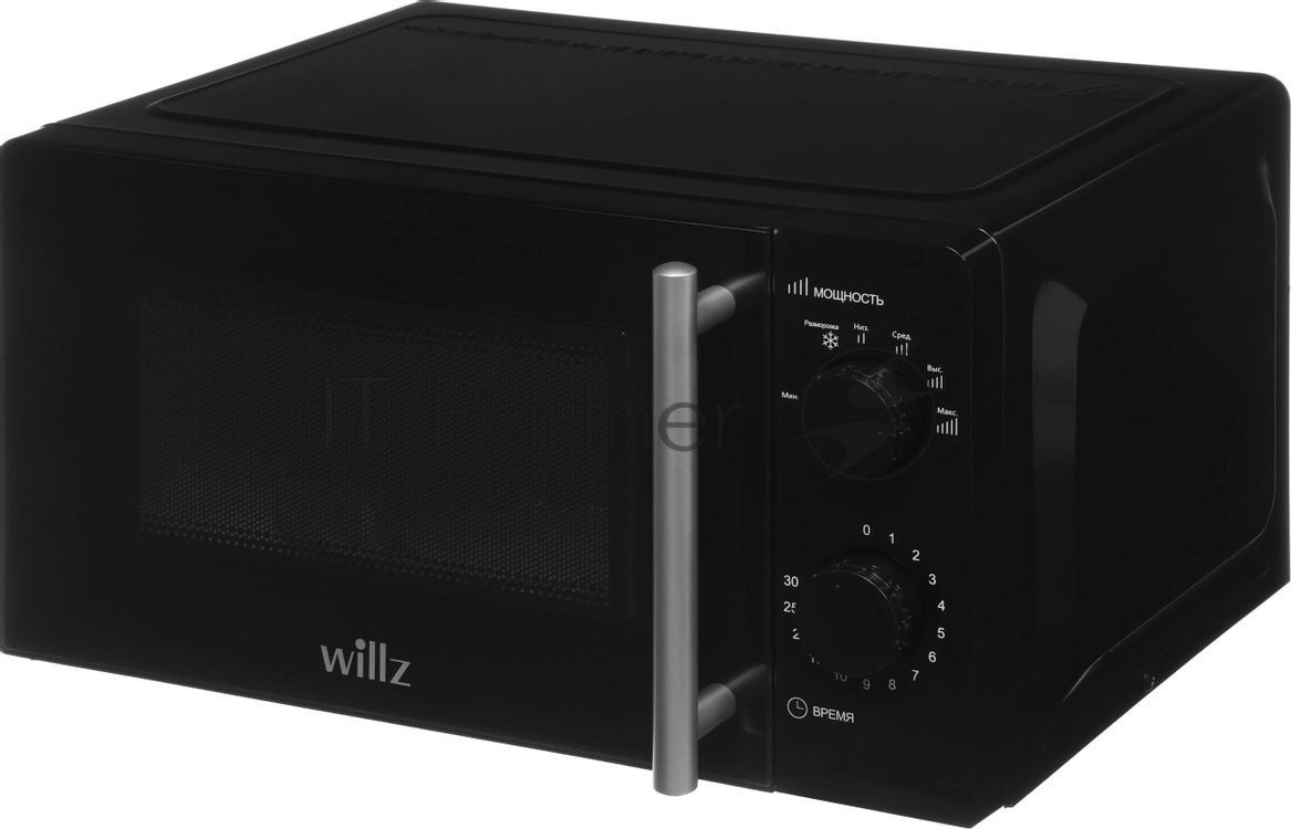 Микроволновая печь WILLZ MOS-1706MB черный, 17 л, 700 Вт, переключатели — поворотный механизм
