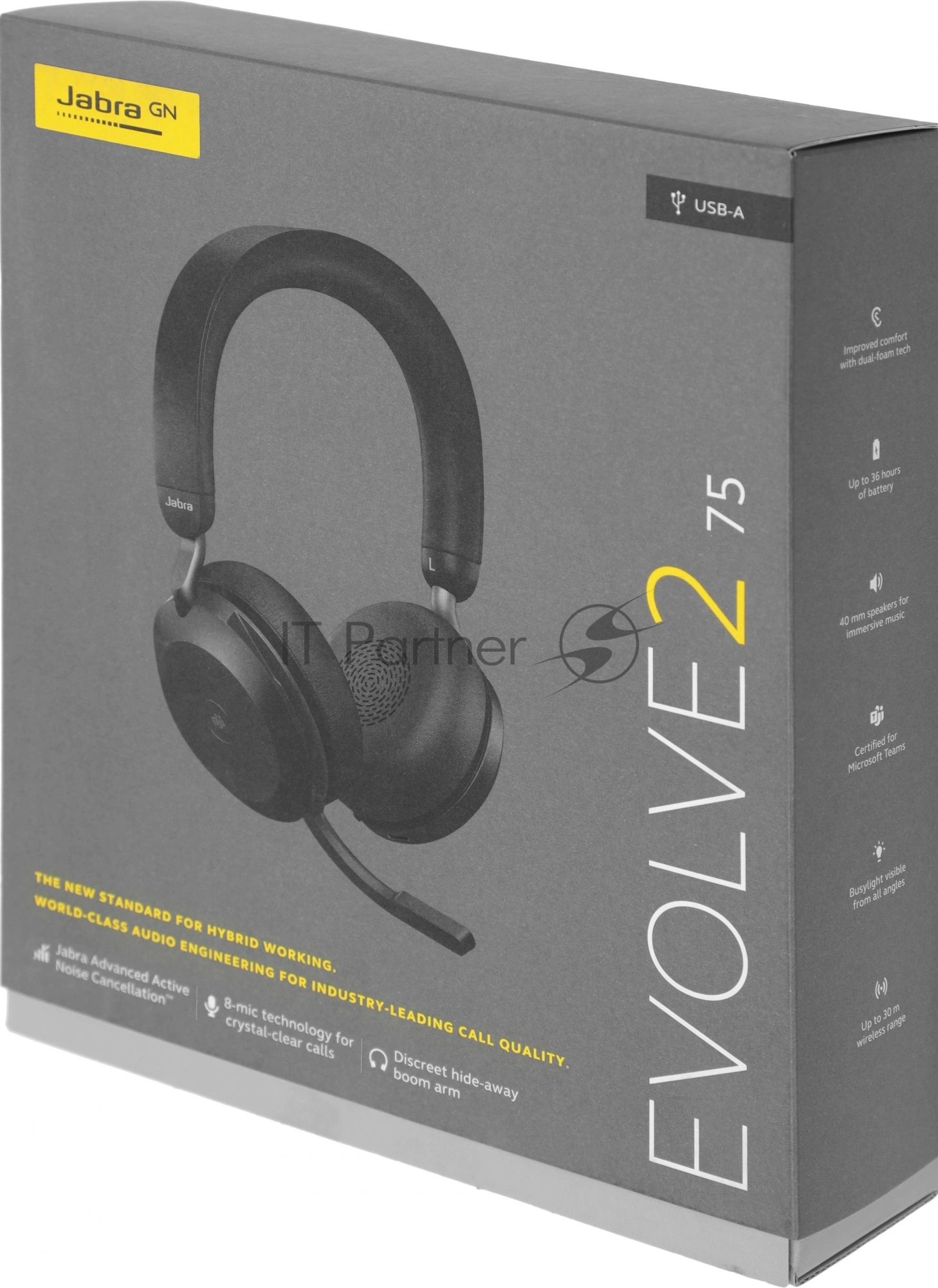 Гарнитура Jabra Evolve2 75 чёрный, беспроводная, Bluetooth, до 36 ч