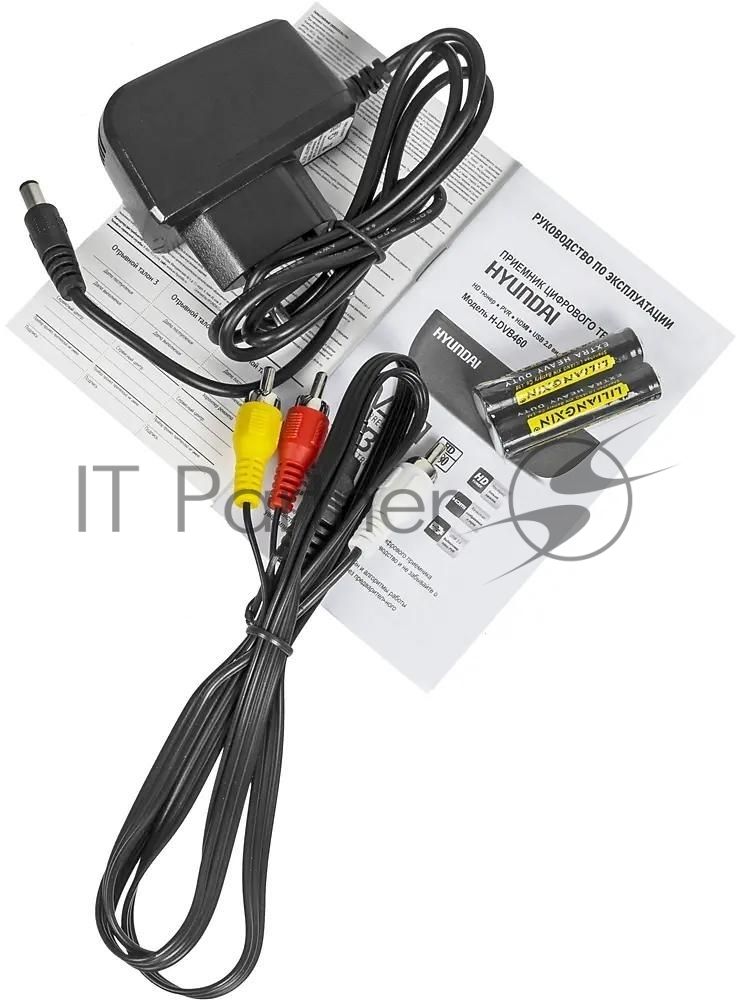 Приставка для цифрового ТВ Hyundai H-DVB460 черный, DVB-T2, DVB-T, DVB-C, HDMI, USB 2.0 х2