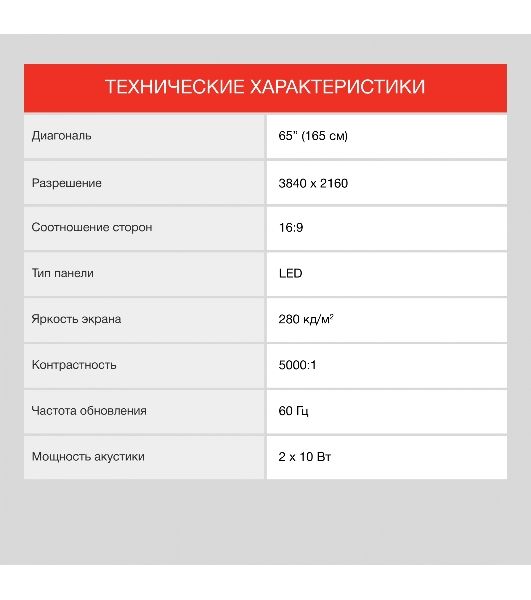 Телевизор Starwind 65" SW-LED65UG402 черный DLED UHD 60Hz Яндекс ТВ