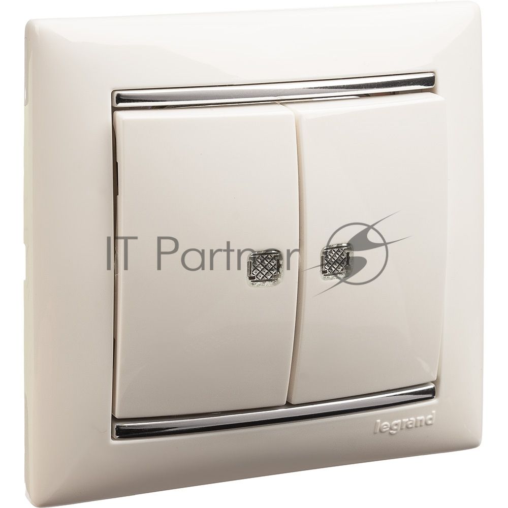 Электроустановочные изделия Legrand Legrand 774428 Выключатель  Valena 10А двухклавишный с подсветкой (белый)