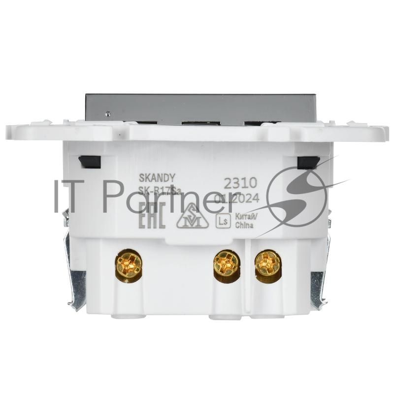 SKANDY Розетка с з/к/ш 16А с USB C 18Вт SK-R17N никель | SK-R14-16-U14-018-K50 | IEK