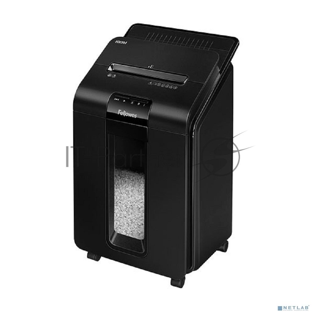 Шредер Fellowes AutoMax 100M FS-4629201 (секр.P-4)/минирезка/100лист./23лтр./Уничт:скрепки, скобы, пл.карты,автореверс