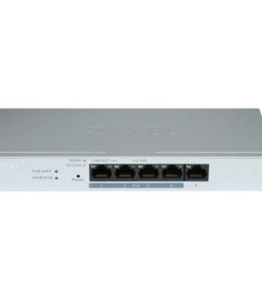 Коммутатор ZYXEL Web-managed Gigabit PoE Switch Zyxel GS1200-5HPv3, 5xRJ-45: 1G (4xPoE+), 68W PoE budget, desktop, fanless