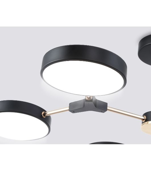 Люстра светодиодная на штанге Ambrella light FL516334/6 BK/FGD черный/золото 108W 3000-6000K D780*210 (без ПДУ)