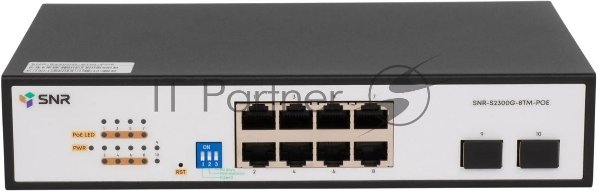 Коммутатор SNR SNR-S2300G-8TM, 8×1 Гбит/с + 2×2.5 Гбит/с SFP, настраиваемый