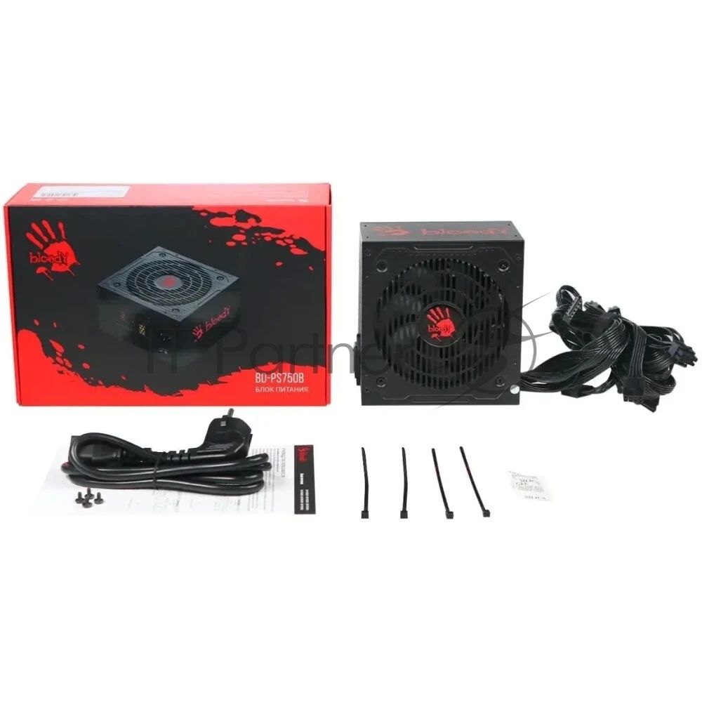 Блок питания Bloody BD-PS750B, 750Вт, 80 PLUS Bronze, 120мм, черный