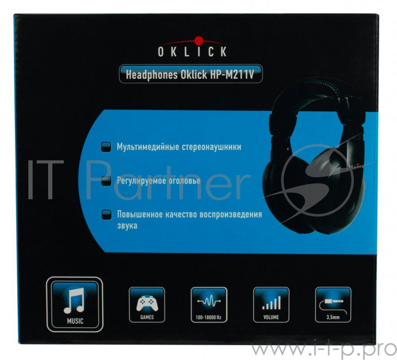 Проводные наушники Oklick HP-M211V черный, полноразмерные, Jack 3.5 мм