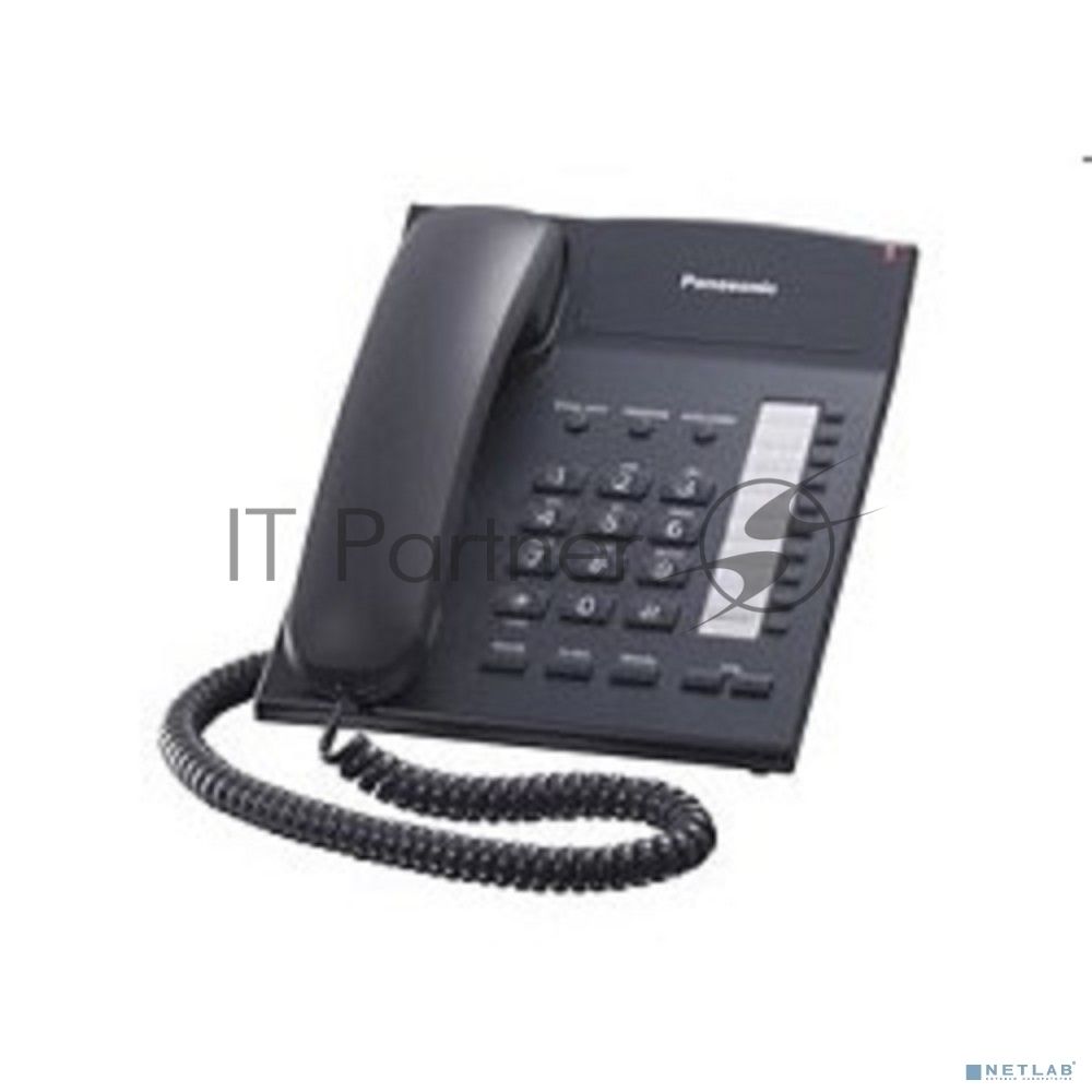 Телефон проводной Panasonic KX-TS2382RUB черный индикатор вызова,повторный набор последнего номера,4 уровня громкости звонка