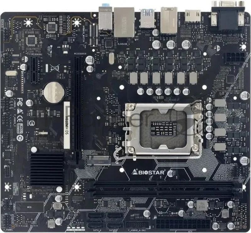 Материнская плата Biostar H610MH D5, LGA 1700, Intel H610, 2xDDR5, 4xSATA, 1xM.2 PCIe 3.0 x4, 1xPCIe 4.0 x16, 1xPCIe x1, 1xHDMI, 1xVGA, 1x 1Gb LAN, 4xUSB-A 2.0, 2xUSB 3.2 Gen 1, 3x3.5 мм, mATX