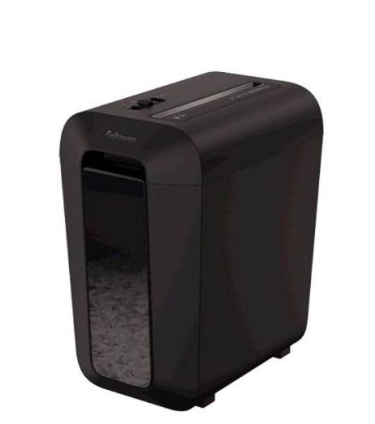 Шредер Fellowes PowerShred LX65 черный (секр.P-4)/перекрестный/10лист./22лтр./скрепки/скобы/пл.карты