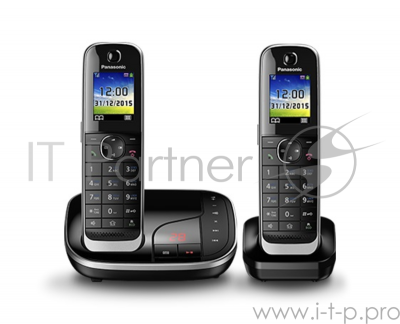 Телефон беспроводной (DECT) Panasonic KX-TGJ322RUB черный (труб. в компл.:2шт) автооветчик АОН