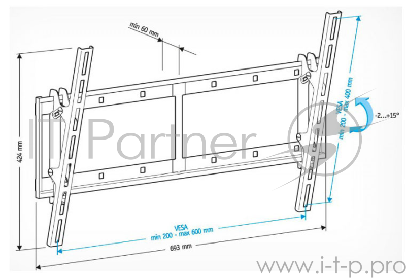Кронштейн для телевизора Holder LCD-T6606 черный 42"-65" макс.60кг настенный наклон