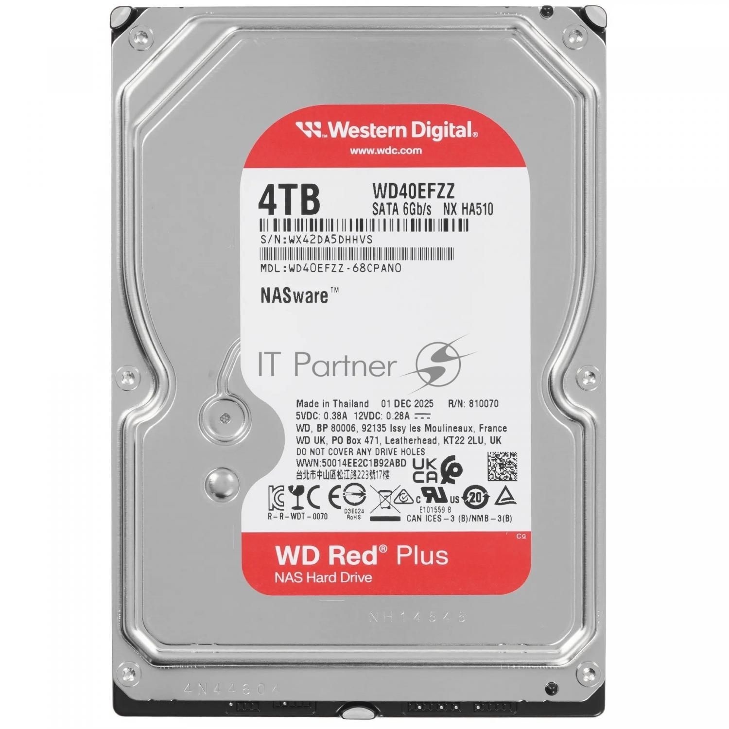 Жесткий диск HDD WD Red Plus 4Tb 5400rpm SATA 128Mb 3.5"