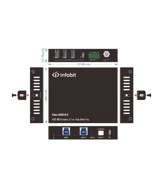 Коммутатор Infobit iTrans USB32-S USB 3.2 10 Гбит/с с автопереключением