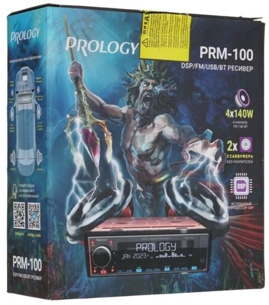 Автомагнитола Prology PRM-100, 1 DIN, Bluetooth, USB Type-A, AUX, пульт ДУ