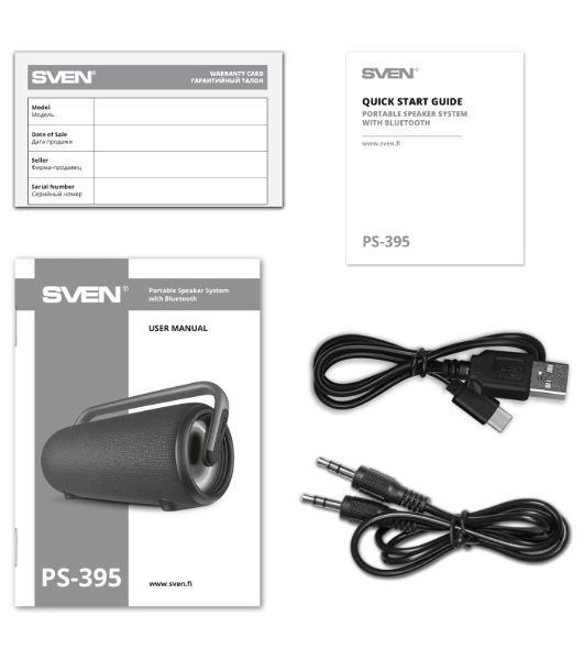 Колонка SVEN АС PS-395, черный (80 Вт, Waterproof (IPx5), TWS, Bluetooth, USB, 4800мА*ч)