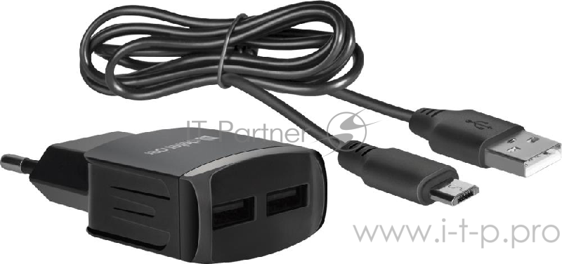 Сетевой адаптер Defender UPC-21 2xUSB,5V/2.1А кабель microUSB