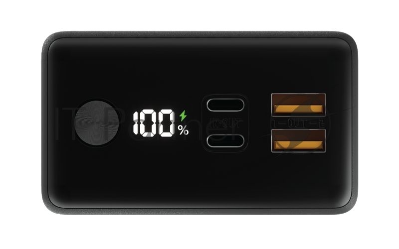 Внешний аккумулятор OLMIO QX-30, 30000mAh, 22.5W, QuickCharge3.0/PowerDelivery, LCD, графитовый