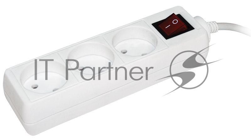 Удлинитель 3х3 м без заземл. 10А IP20 УЗК с выкл. ПВС 2х0.75 ИЭК WYP10-06-03-03-K-N