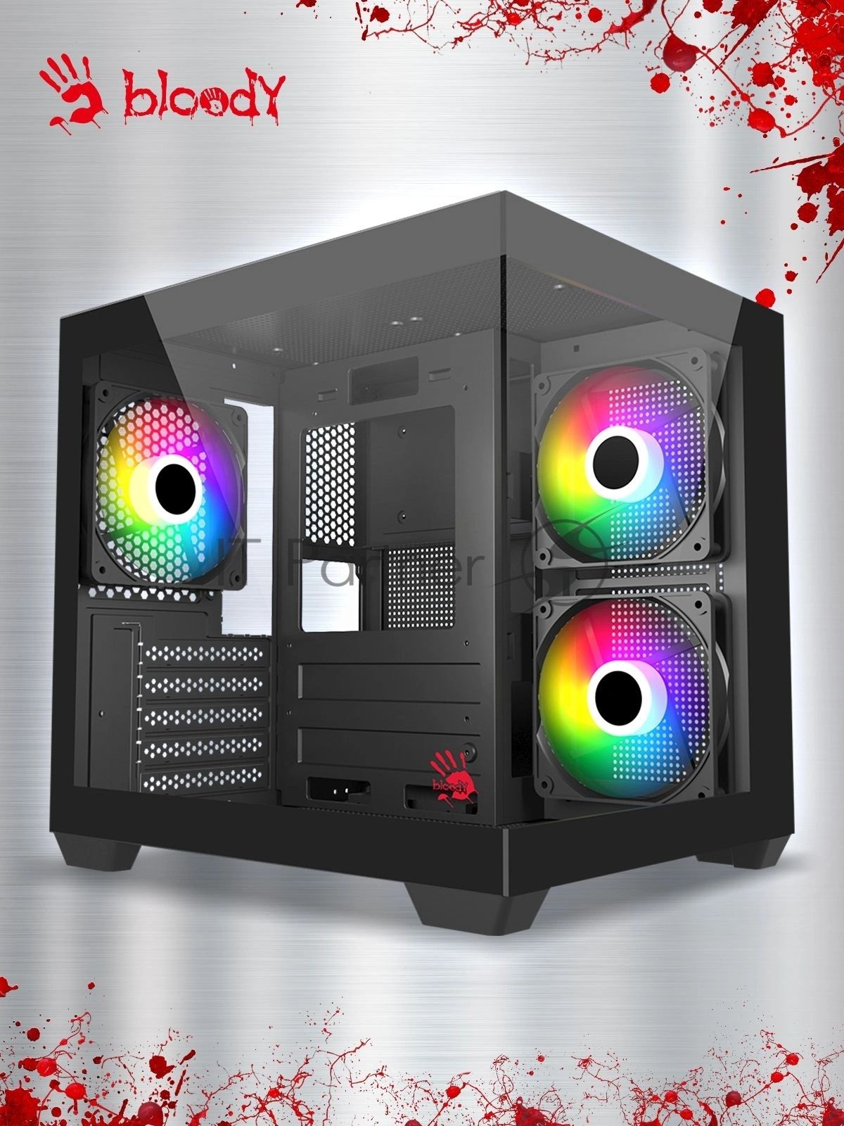 Компьютерный корпус Bloody CC-121 черный без БП mATX 7x120мм 1xUSB 2.0 1xUSB 3.0 audio