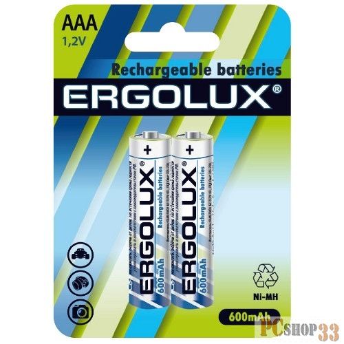 Аккумулятор Ergolux AAA-600 мАч Ni-Mh BL-2 1.2В (блист.2шт)